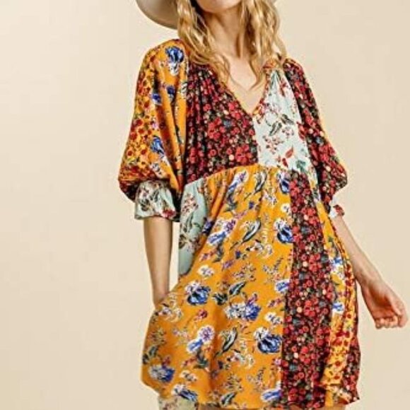 Umgee Dresses & Skirts - UMGEE Floral Boho Dress Oversized - Size Small